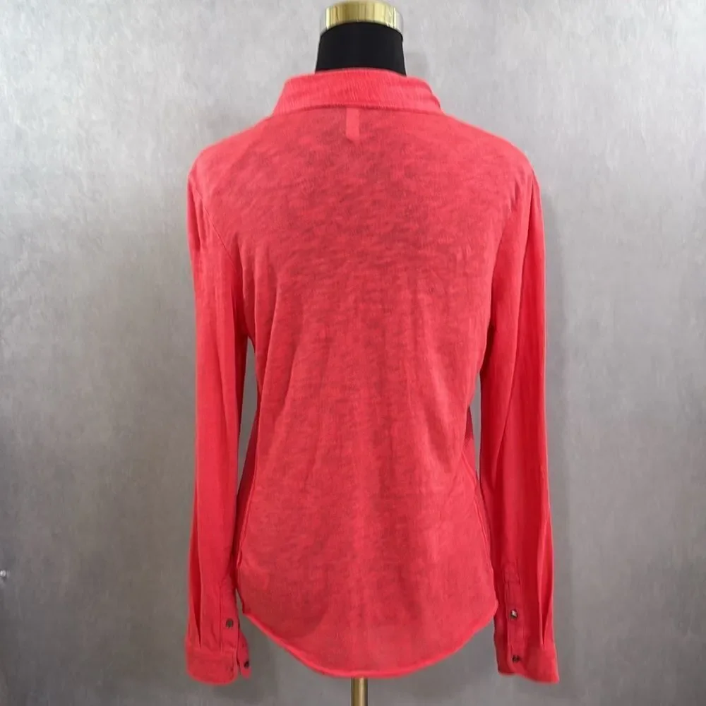 Aeropostale Coral Button-Up Long Sleeve Top